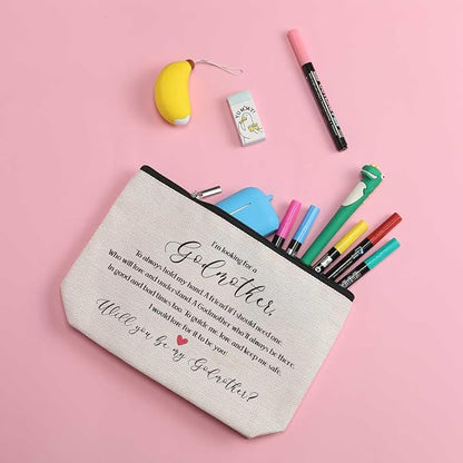 Godmother Proposal Gifts Will You be My Godmother to be Gift Godmother Makeup Bag Mothers Day Gifts from Godchild New Godmother Announcement Gift Cosmetic Bag for Best Friends Sister Bestie BFF