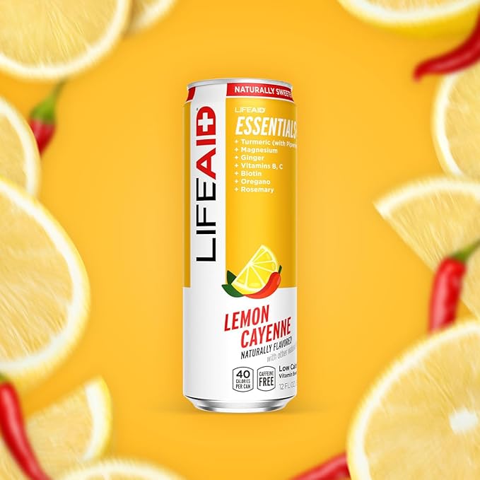 LIFEAID Vitality Blend, Daily Vitamins with Turmeric to Help Reduce Mild Inflammation from Everyday Stress, Healthy Soda Replacement, 100% Clean, Vegan, GF, 12 Fl Oz (Pack of 4)