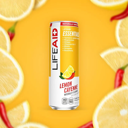 LIFEAID Vitality Blend, Daily Vitamins with Turmeric to Help Reduce Mild Inflammation from Everyday Stress, Healthy Soda Replacement, 100% Clean, Vegan, GF, 12 Fl Oz (Pack of 4)