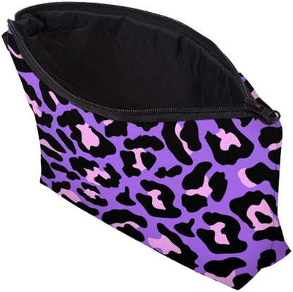 Cute Travel Makeup Bag Cosmetic Bag Small Pouch Gift for Women (Cheetah Print Purple)