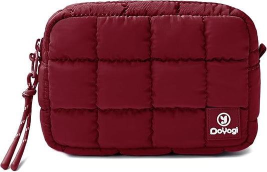 Quilted Cosmetic Bag, Puffer Makeup Bags, Crossbody Purses for women,Cute Travel Toiletry Bag for Women (Wine Red)