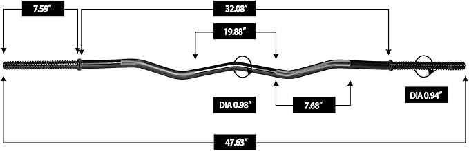 Signature Fitness Standard Olympic Super Curl Barbell Curl 48 inch