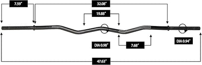 Signature Fitness Standard Olympic Super Curl Barbell Curl 48 inch