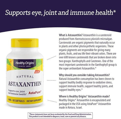 Healthy Origins Astaxanthin (AstaPure) 4 mg, 60 Softgels