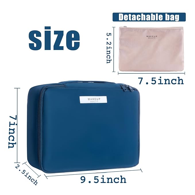 Travel Makeup Bag Cosmetic Bag Makeup Bag Toiletry bag for women and men (Navy blue)