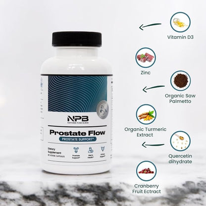 Nature's Pure Blend Prostate Flow Prostate Support - Men's Health - Urinary Support - 90 Caps - Organic Saw Palmetto - Turmeric (95% Curcuminoids) - Green Tea Leaf - Cranberry - Prostate Flow