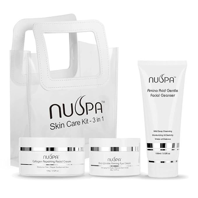 Skin Care Sets Overnight Nourishing Face Cream, Under Eye Cream, Face Wash Collagen Moisturizer with Hyaluronic Acid, Amino Acid, Vitamin E Hydrating for Dry Skin with Gift Tote Bag for Women ,Men