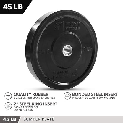 Day 1 Fitness Olympic Bumper Plate 2” – 5 Weight 10lbs to 45lbs -