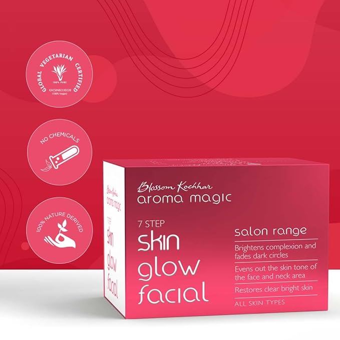 Skin Glow Facial Kit - Multi Use | 7 Steps Skincare Set | Reduces Dark Circles | Gently Removes Dead Skin | Restores Clear & Radiant Skin