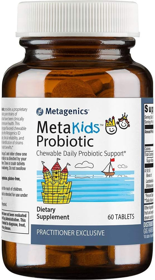 Metagenics MetaKids Probiotic - 10 Billion CFU - Children's Probiotic Blend - Digestive Health & Immune Health* - for Ages 3 & Up - 60 Tablets