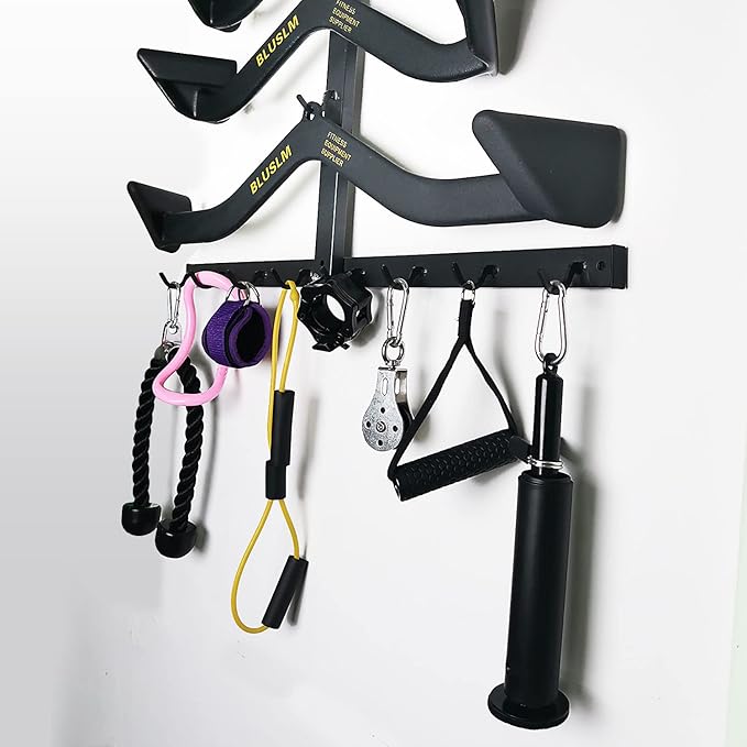 Gym Fitness LAT Pull Down Bar Storage Rack for Mag Grip - Heavy Duty A-Frame Stand for LAT Pulldown Attachments