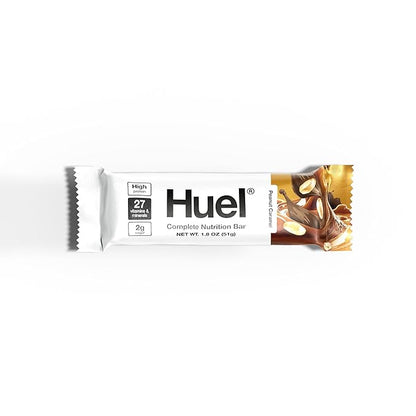 Huel Complete Nutrition Vegan Protein Bars | Peanut Caramel | 13g Protein, 27 Vitamins and Minerals, 2g Sugar, Non-GMO, 100% Plant Based Snack | 12 Pack