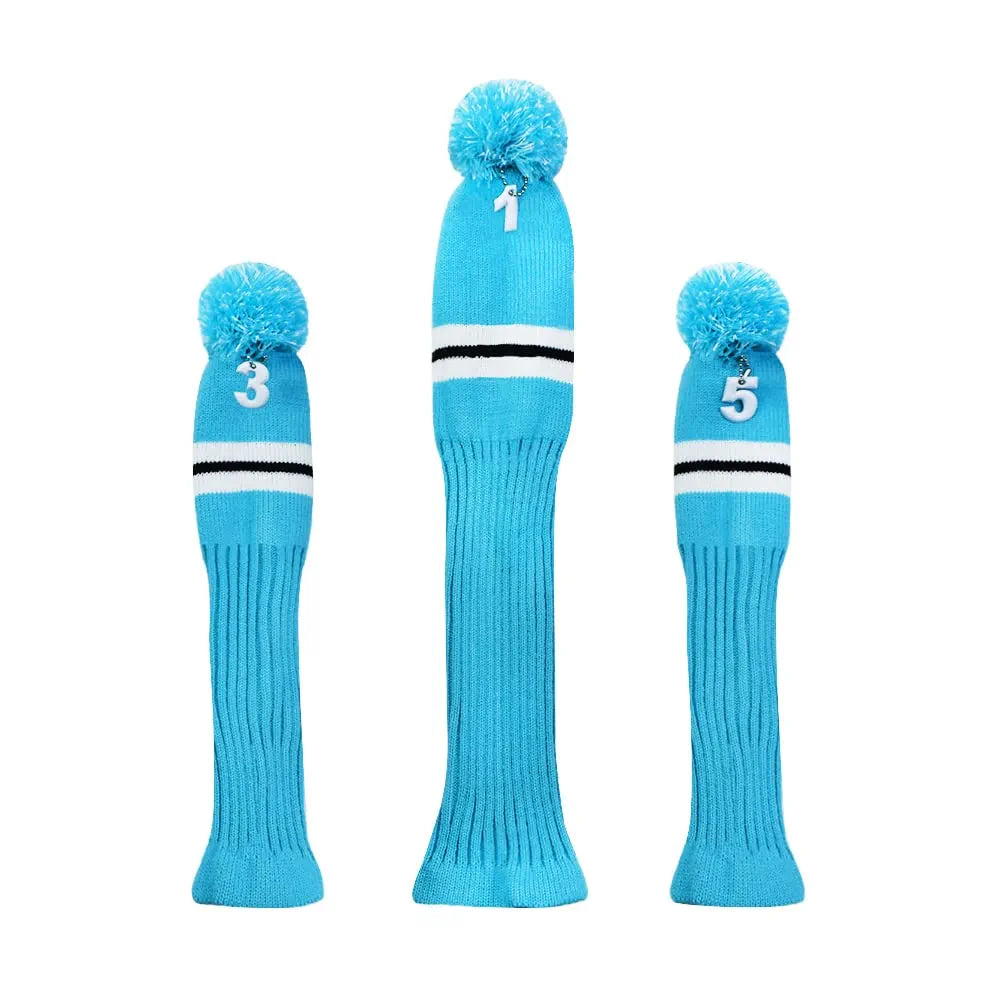 Stripes Knitted Golf Club Head Covers 3 Piece Set 1 3 5 Driver and Fairway HeadCovers Fits 460cc Drivers