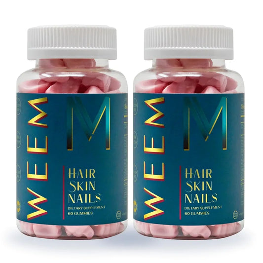 WEEM Hair Skin and Nails Gummies - Supports Healthy Hair - Vegan biotin Vitamins for Women & Men Supports Faster Hair Growth, Stronger Nails, Healthy Skin, Extra Strength, Pack of 2