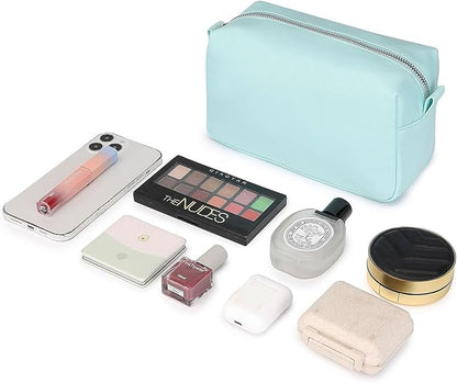 Organizer Bag Lightweight Cosmetic Bag with Ring Clasp Perfect Travel Makeup Bag for Women nylon Stand Up Design (Mint Green/Nylon)