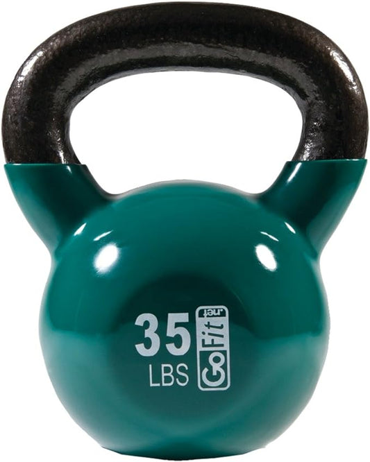 GoFit Premium Vinyl Dipped Kettle Bell with Introductory