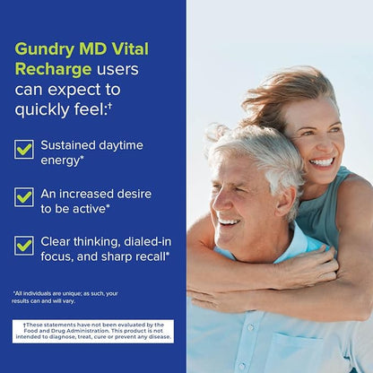 Gundry MD Vital Recharge Supplement Powder - Advanced Energy Formula with Electrolytes - Supports ATP Supply - 30 Servings