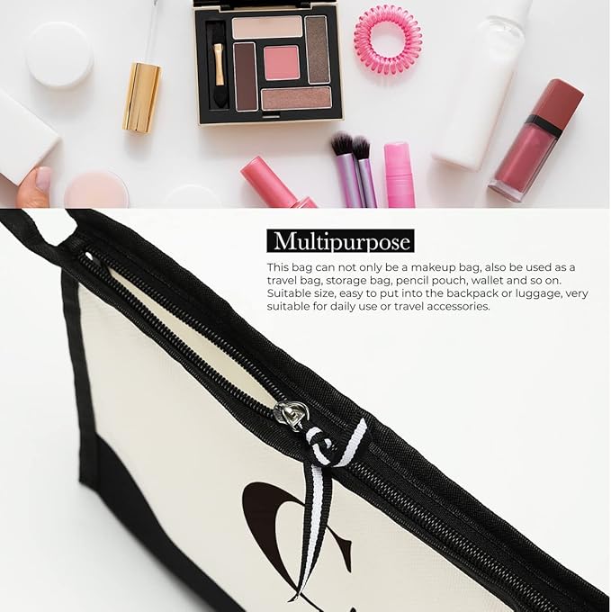 Monogrammed for Women Initial bridesmaid gifts, Personalized monogram Monogram Cosmetic Bag,Travel Makeup Bag Suitable for Wedding weekend Beach Gift for Women Teachers Friends.Pure letters C