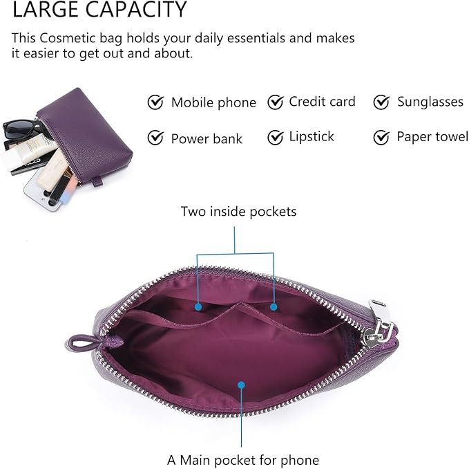 PU Leather Makeup Simple and Convenient Handbag Small Exquisite Storage Bag (Pu/Anemone Purple)