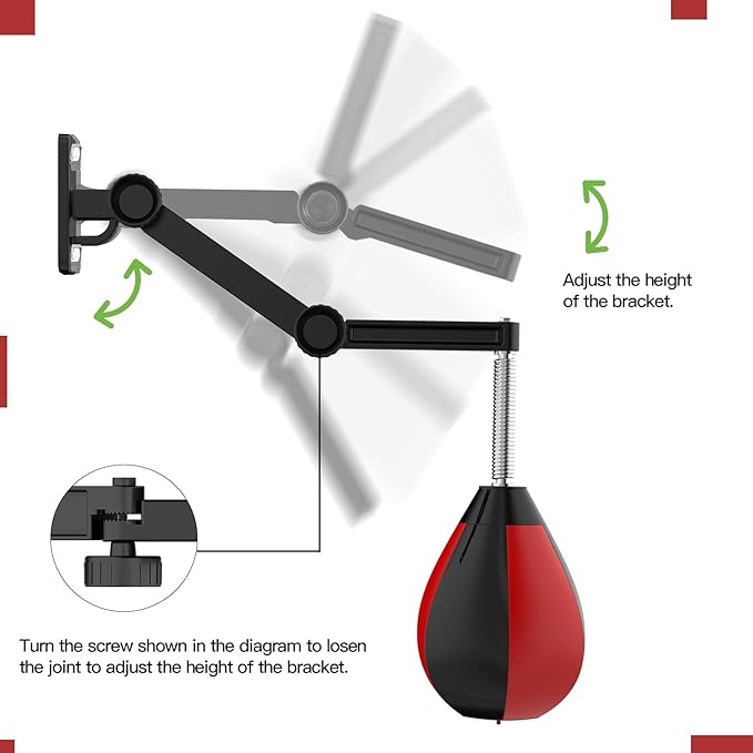 Speed Bag for Boxing,Punching Bag Wall Mount Height Adjustable Boxing Reflex Ball Speed Bag for Men&Women Kids Adults