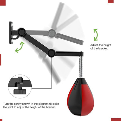 Speed Bag for Boxing,Punching Bag Wall Mount Height Adjustable Boxing Reflex Ball Speed Bag for Men&Women Kids Adults