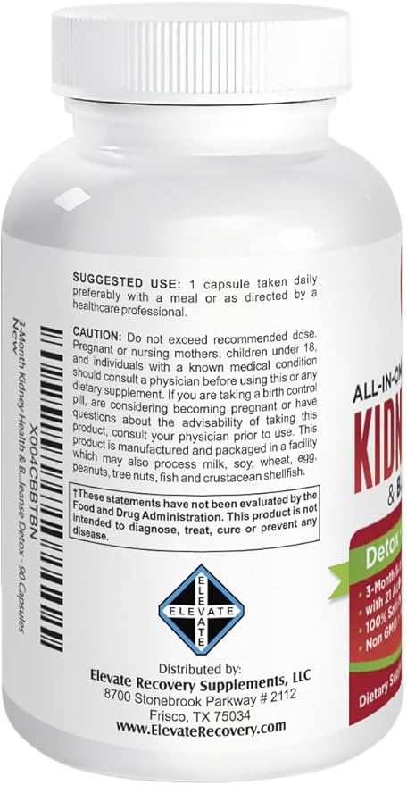 3-Month Kidney Health & Bladder Support Supplement (All-in-1) with 21 Active Ingredients - Supplements - Kidney Cleanse Detox - 90 Capsules