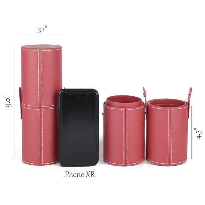 Narwey Makeup Brush Holder Travel Brushes Case Bag Cup Storage Dustproof for Women (Red)