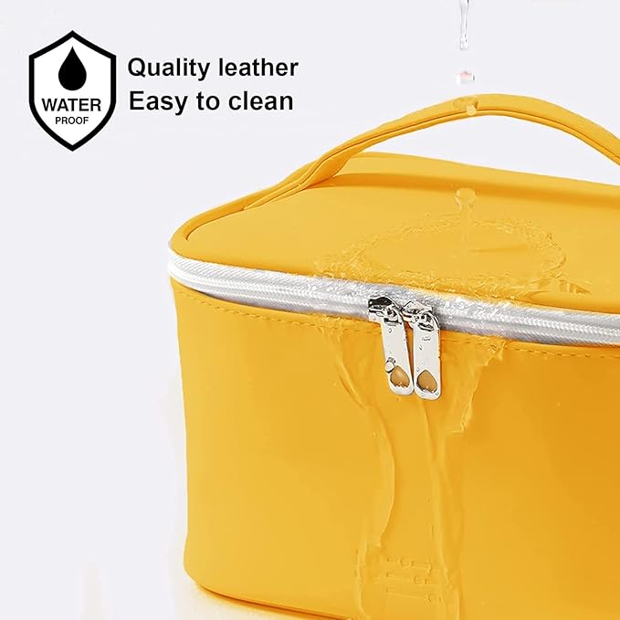 KITENROM Portable Makeup Bag Cosmetic Bags for Women Medium Pouch Case Purse Make Up Organization Waterproof(Yellow)