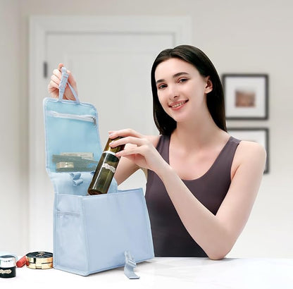Travel Toiletry Bag for Women with Collapsible Hanging Hook, Portable Water-resistant Makeup Cosmetic Bag Organizer with Handle for Bathroom, Travel, Shorter Trips, Gym, Camping, Gifts for Women