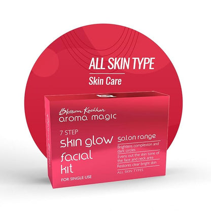 Skin Glow Facial Kit - Single Use | 7 Steps Skincare Set | Reduces Dark Circles | Gently Removes Dead Skin | Restores Clear & Radiant Skin