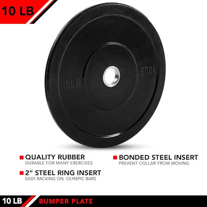 JFIT Olympic 2" Cast Iron Grip Plate OR 2" Rubber Bumper Plates for Barbell - Singles OR Pairs - 6 Weights Available (2.5lbs to 45lbs) Plates for Strength Training, Weightlifting, Bodybuilding