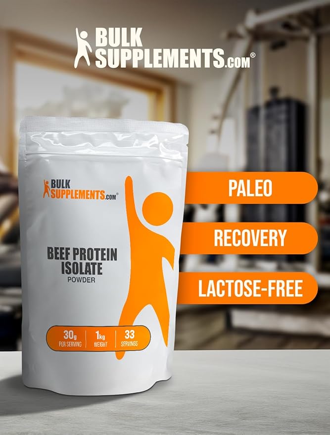 BulkSupplements.com Beef Protein Isolate Powder - Lactose Free Protein Powder, Beef Protein Powder - Unflavored & Gluten Free, 30g per Serving, 5kg (11 lbs) (Pack of 5)