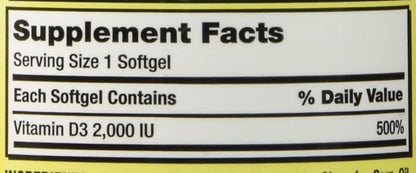 Kirkland Extra Strength Vitamin D-3 2000 IU 600 Soft Gels