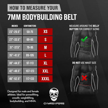 Gymreapers Weight Lifting Belt - 7MM Heavy Duty 4 Inches