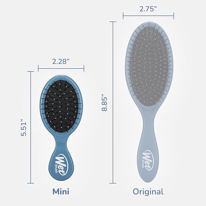 Wet Brush Mini Detangler Hair Brush, Elemental Blue, Detangling Travel Hairbrush, Ultra-Soft IntelliFlex Bristles Glide Through Tangles with Ease, Pain-Free, All Hair Types (Pack of 2)