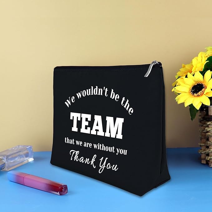 Team Leader Coach Thank You Makeup Bag for Women Boss Appreciation Cosmetic Bag Colleague Coworker Leaving Basketball Soccer Coach Employee Birthday Thanksgiving Gift