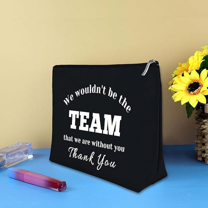Team Leader Coach Thank You Makeup Bag for Women Boss Appreciation Cosmetic Bag Colleague Coworker Leaving Basketball Soccer Coach Employee Birthday Thanksgiving Gift