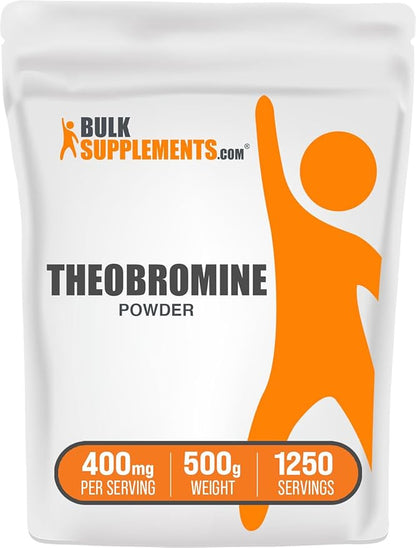 BulkSupplements.com Theobromine Powder - Theobromine Supplement, Nootropic Supplement - Energy Support, Gluten Free, 400mg per Serving, 1250 Servings, 500g (1.1 lbs) (Pack of 1)
