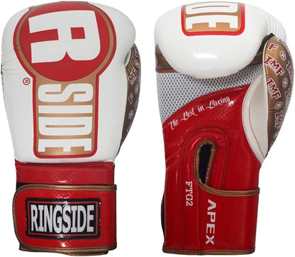 Ringside Apex Flash Sparring Gloves, IMF-Tech Boxing Gloves with Secure Wrist Support, Synthetic Boxing Gloves for Men and Women, Red and White, 16 Oz