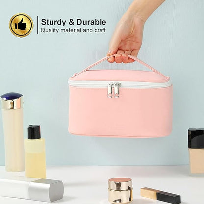KITENROM Portable Makeup Bag Cosmetic Bags for Women Medium Pouch Case Purse Make Up Organization Waterproof (Pink)