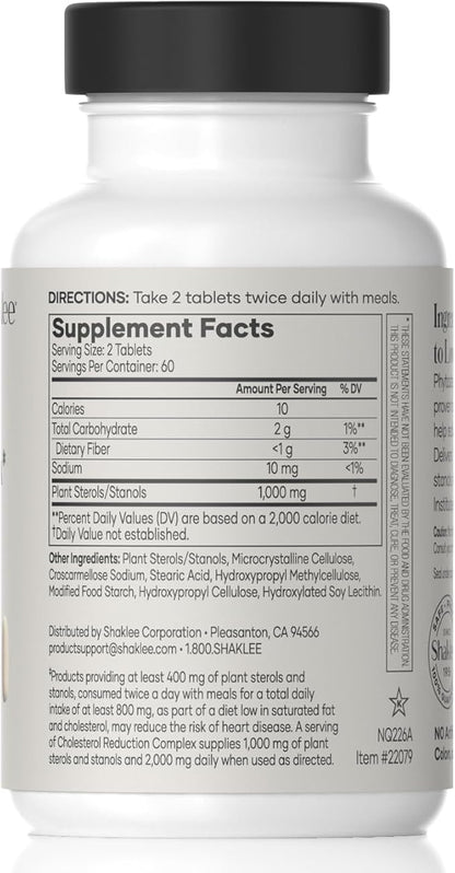 Shaklee - Cholesterol Complex: Plant-Based Formula for Cardiovascular Wellness- 120 Tablets