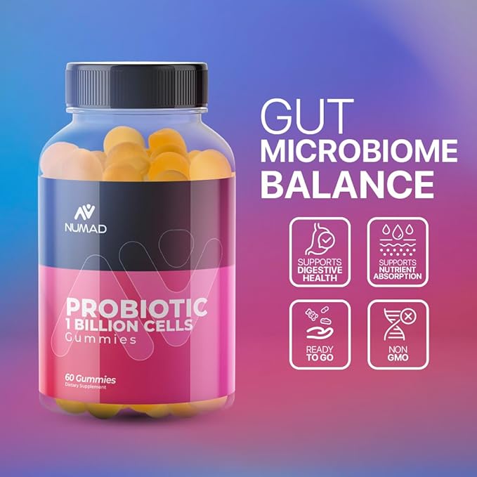 NUMAD Gummies Probiotic 1 Billion CFU 60 Gummies Guaranteed Potency Digestive Immune Health