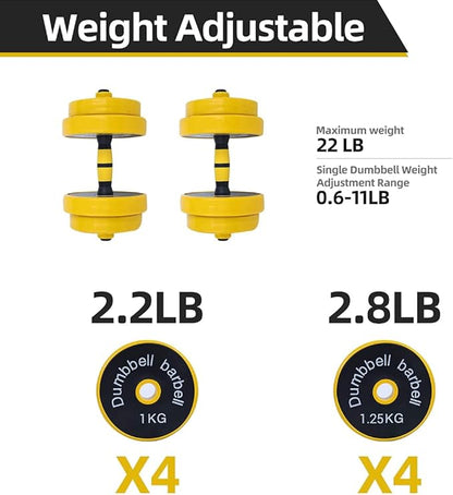 FUXION 44LB Adjustable Dumbbell Barbell Weight Pair