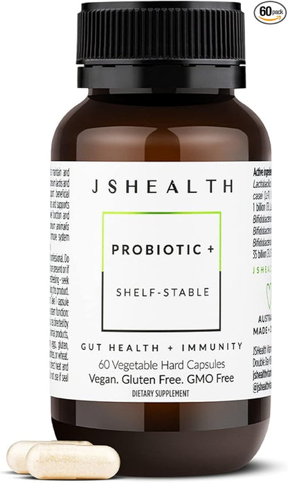 JSHealth Vitamins Gut Health and Immunity Formula | Probiotics for Women and Men | Shelf Stable Probiotic Supplement for Digestive Health and Immune Support (60)