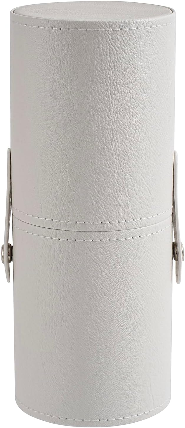Portable Makeup Brush Holder, Waterproof PU Leather Travel Makeup Brush Case Bag Cup, Brush Storage Dustproof Bag (03White)