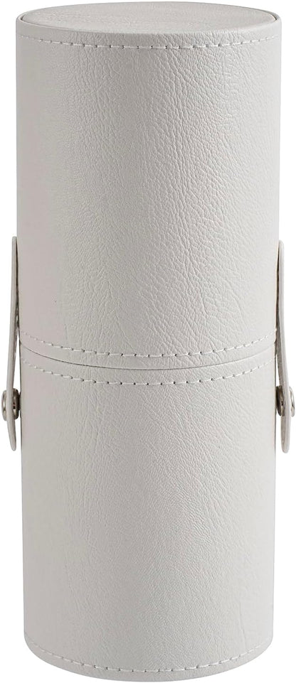 Portable Makeup Brush Holder, Waterproof PU Leather Travel Makeup Brush Case Bag Cup, Brush Storage Dustproof Bag (03White)