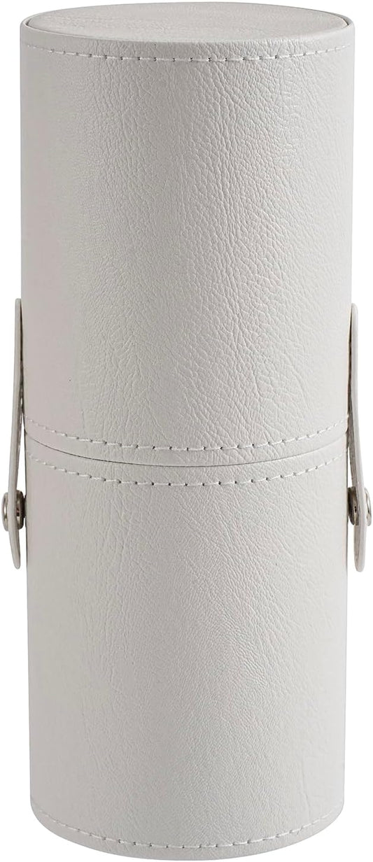 Portable Makeup Brush Holder, Waterproof PU Leather Travel Makeup Brush Case Bag Cup, Brush Storage Dustproof Bag (03White)