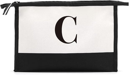 Monogrammed for Women Initial bridesmaid gifts, Personalized monogram Monogram Cosmetic Bag,Travel Makeup Bag Suitable for Wedding weekend Beach Gift for Women Teachers Friends.Pure letters C