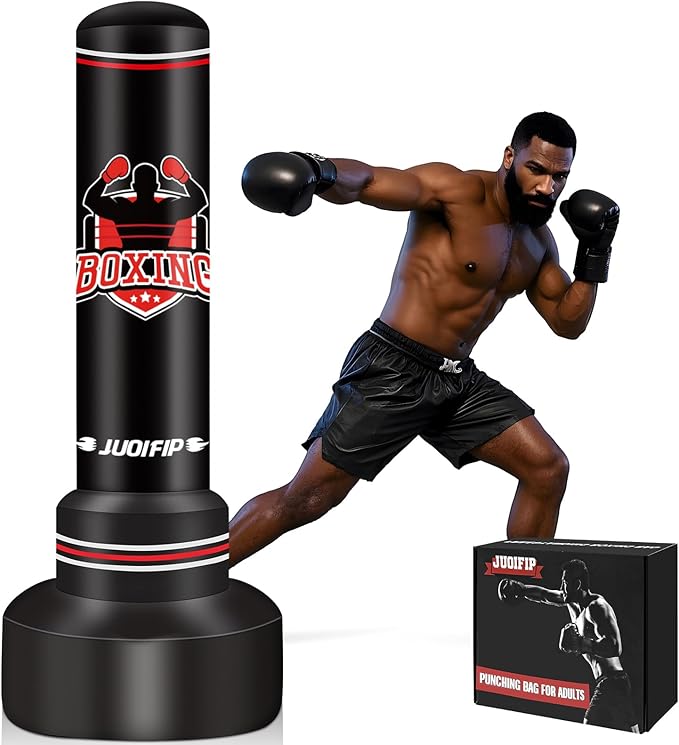 Upgraded Heavy Freestanding Punching Bag for Adults Teens, 70” Standing Punching Bag with Gloves, Pump and Jump Rope, Boxing Reflex Ball, Women Men Kickboxing Bags for Training MMA Fitness Home Gym