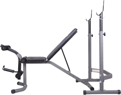 Body Champ Weight Bench with Leg Extension Attachment 2-Piece Combo BCB3780, Gray/Silver